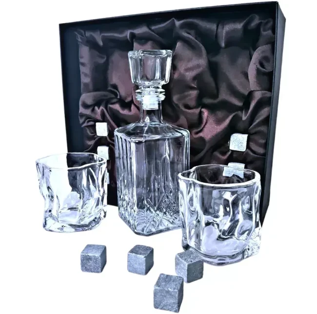 Подарочный набор для виски со штофом, 2 стакана, 6 камней AmiroTrend ABW-404 crystal - фото 3 - id-p226820084