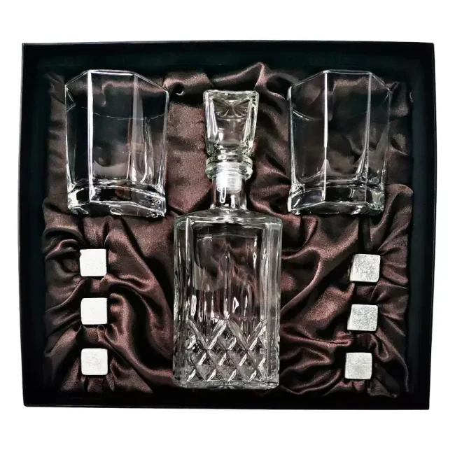 Подарочный набор для виски со штофом, 2 стакана, 6 камней AmiroTrend ABW-402 brown crystal - фото 1 - id-p226862631