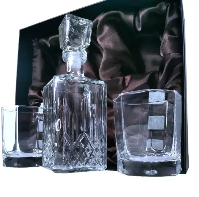 Подарочный набор для виски со штофом, 2 стакана, 6 камней AmiroTrend ABW-402 brown crystal - фото 2 - id-p226862631