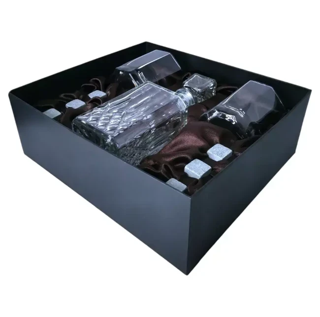 Подарочный набор для виски со штофом, 2 стакана, 6 камней AmiroTrend ABW-402 brown crystal - фото 3 - id-p226862631
