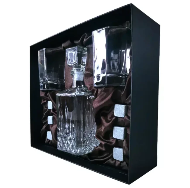 Подарочный набор для виски со штофом, 2 стакана, 6 камней AmiroTrend ABW-402 brown crystal - фото 4 - id-p226862631