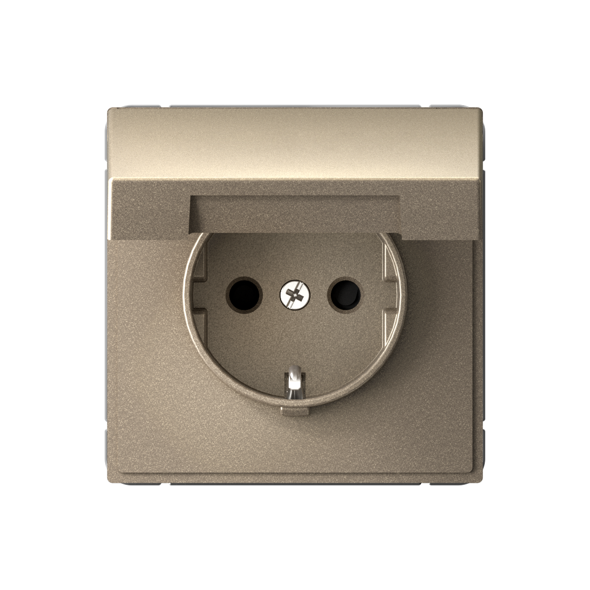 Розетка с заземлением с крышкой, IP20, цвет Шампань (Schneider Electric ArtGallery)