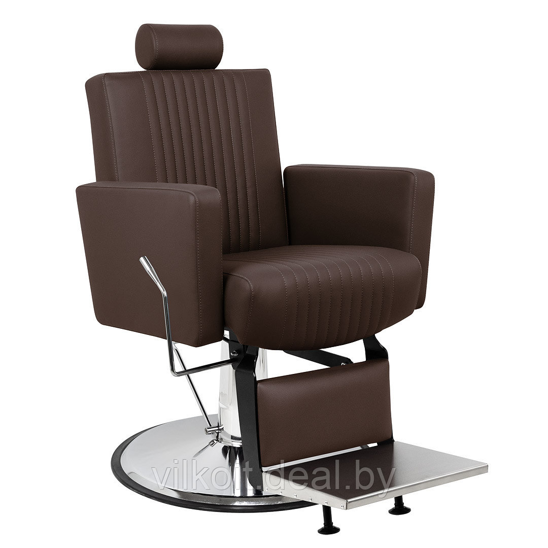 Барбер кресло Толедо Инокс с декором в виде линий из строчек, коричневое. На заказ - фото 1 - id-p226862899