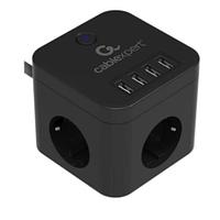 Cablexpert Сетевой фильтр Cube CUBE-3-U4-B-1.5 (3р, 10А, 4 х USB, 1.5м, ур.защиты 4+) черный, коробка