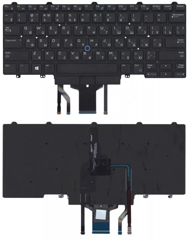 Клавиатура для ноутбука Dell Latitude E5470, E7470, черная с подсветкой и указателем - фото 1 - id-p226865439