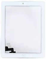 Сенсорное стекло (тачскрин) для Apple iPad 2 (A1395, A1396, A1397), белое с кнопкой (OEM)