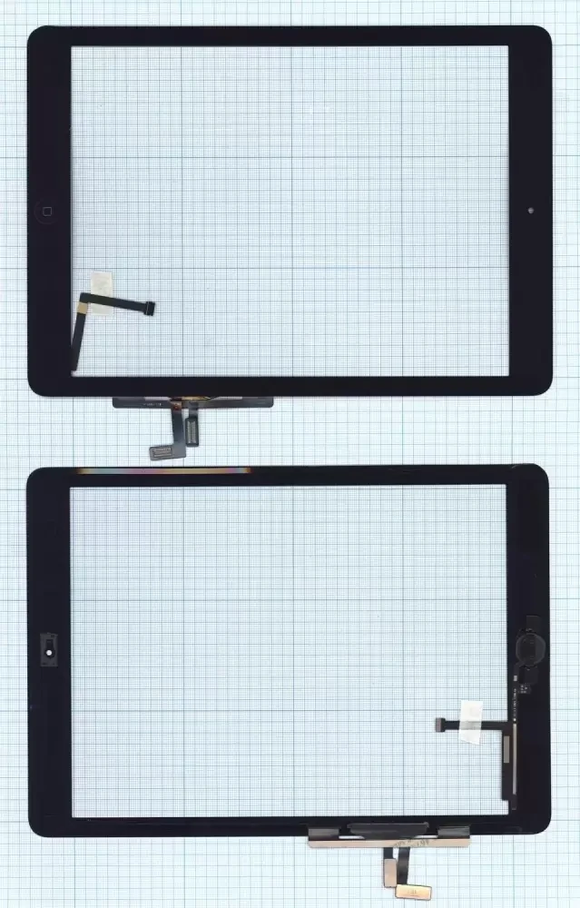 Сенсорное стекло (тачскрин) для Apple iPad Air (A1474, A1475, A1476), черное с кнопкой (OEM) - фото 1 - id-p226865445