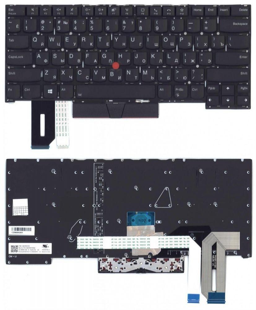 Клавиатура для ноутбука Lenovo ThinkPad T14s, черная с подсветкой - фото 1 - id-p226865511