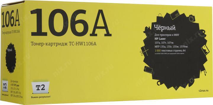 T2 W1106A картридж (TC-HW1106A) для HP Laser 107a/107r/107w/MFP 135a/135r/135w/137fnw (1000 стр.) черный, с - фото 1 - id-p226865246
