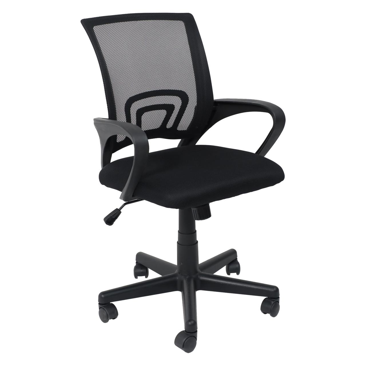 Кресло поворотное RENE, пластик, ткань/сетка, чёрный+сетка-черная