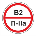 Знак В2/П-IIа, категорий помещений и зданий р-р 20*20 см на ПВХ 3 мм