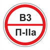 Знак В3/П-IIа, категорий помещений и зданий р-р 20*20 см на  ПВХ 3 мм