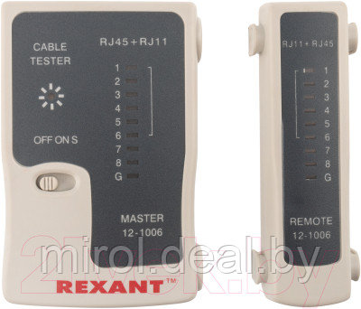 Кабельный тестер Rexant RJ-45+RJ-11 / 12-1006 - фото 1 - id-p226879196
