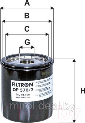 Масляный фильтр Filtron OP570/2 - фото 2 - id-p226879764