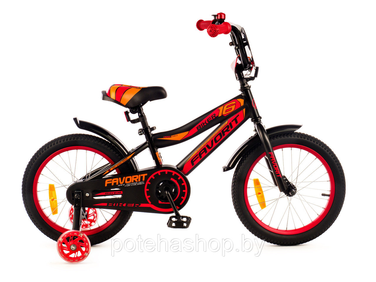 Велосипед двухколесный BIKER,BIK-P16RD с приставными колесами - фото 1 - id-p226884117