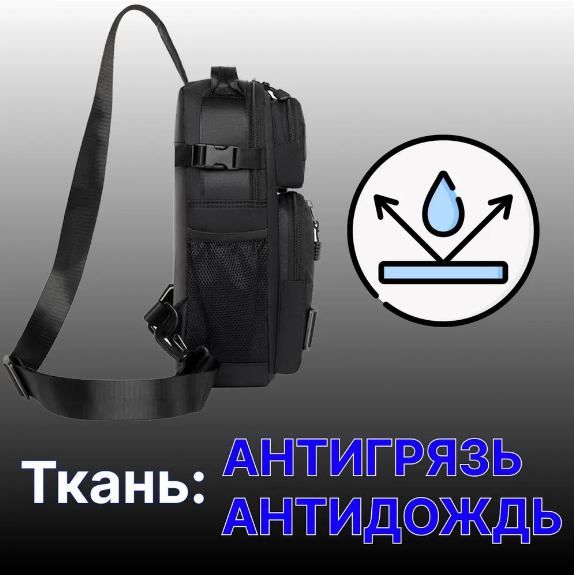 Сумка - рюкзак через плечо PRO Fashion. Черная - фото 4 - id-p227074280
