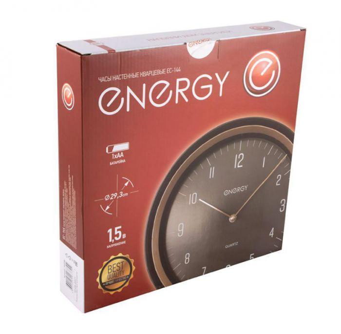 Настенные круглые часы стрелки кварцевые ENERGY ЕС-144 интерьерные оригинальные для спальни дома черные - фото 4 - id-p226683306