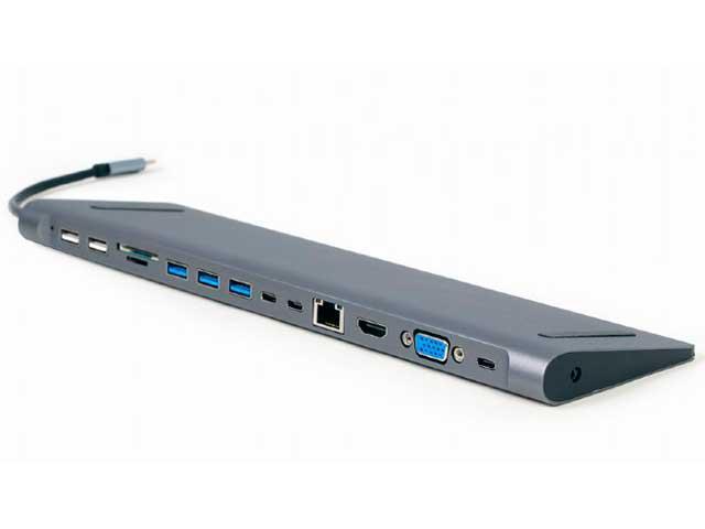 Хаб USB Gembird Cablexpert USB-C - USB 3.0/HDMI/VGA/PD/LAN/Jack 3.5mm A-CM-COMBO9-01 - фото 1 - id-p226684262