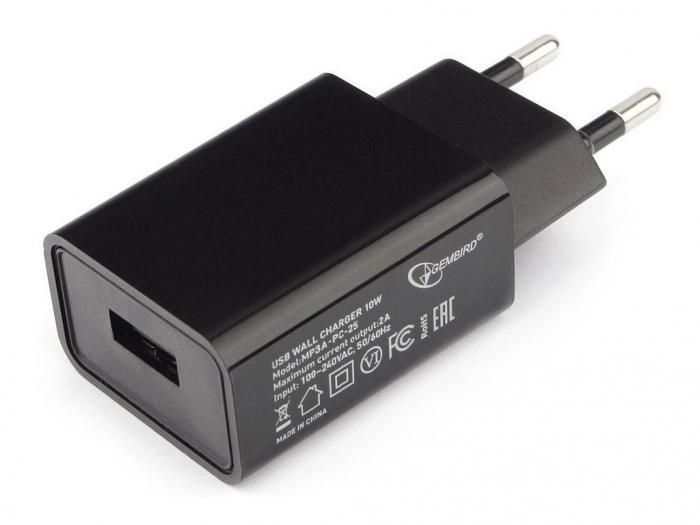 Зарядное устройство Gembird Cablexpert 1xUSB 2A Black MP3A-PC-25 - фото 1 - id-p226684664