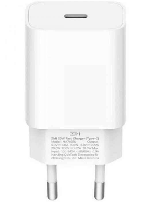 Зарядное устройство Xiaomi ZMI TypeC MFI 20W QC 3.0 PD Apple QC Charger 2A EU HA716 White - фото 1 - id-p226759861