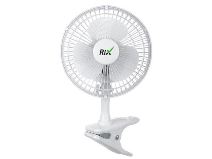 Вентилятор настольный бытовой Rix RDF-1500W белый лопастной тихий прищепка