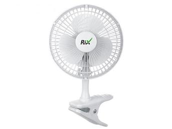 Вентилятор настольный бытовой Rix RDF-1500W белый лопастной тихий прищепка