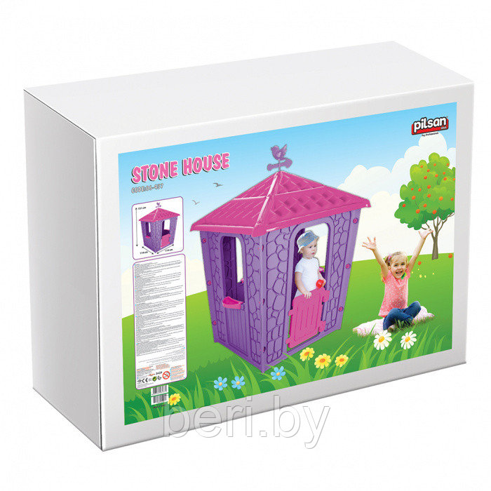 06437 Детский игровой дом Pilsan Stone House, 114х114х151 см, Purple/Фиолетовый - фото 4 - id-p227131132