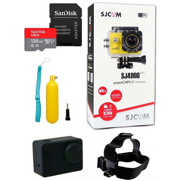 Подарочный набор Active kit с экшн-камерой SJCAM SJ4000 WiFi Желтый - фото 1 - id-p187937238