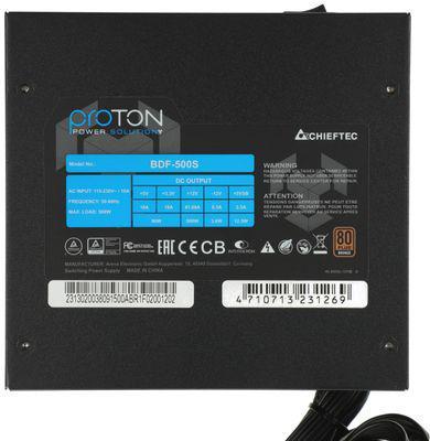 Блок питания CHIEFTEC Proton BDF-500S, 500Вт, 120мм, черный, retail - фото 9 - id-p225193315