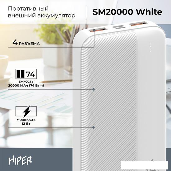Внешний аккумулятор Hiper SM20000 20000mAh (белый) - фото 4 - id-p226412648