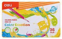 Карандаши Deli Color Emotion EC00235 EC00235, липа, 36 цв., коробка металлическая, 36шт