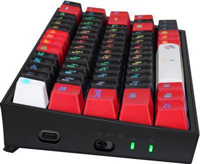 Клавиатура Redragon Castor Pro 3, USB, Bluetooth/Радиоканал, c подставкой для запястий, черный + красный - фото 2 - id-p226578882