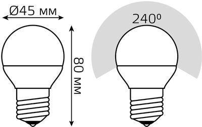 Упаковка ламп LED GAUSS E27, шар, 7Вт, 10 шт. [105102107-d] - фото 5 - id-p226075629