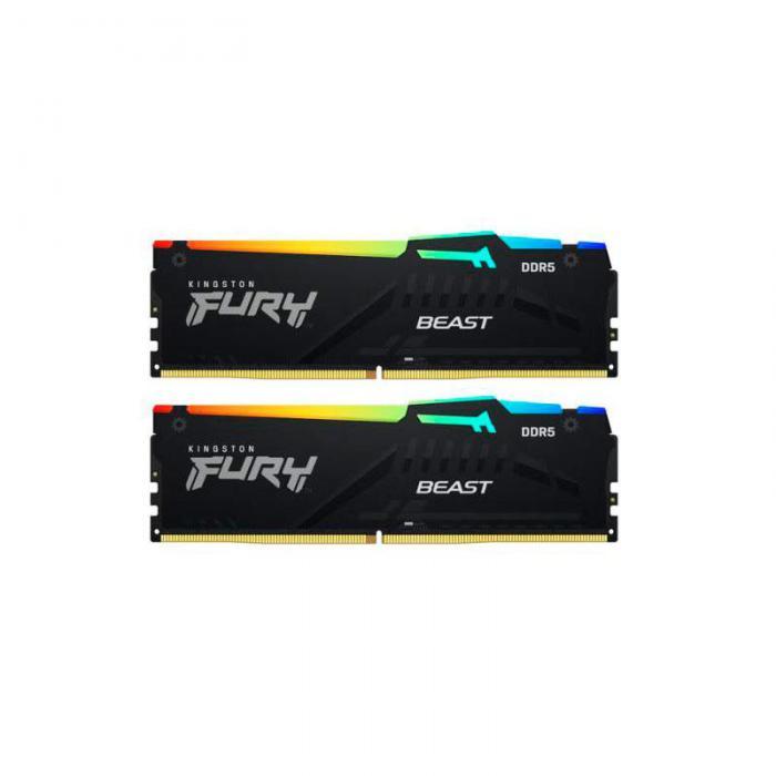 Kingston Fury Beast RGB Black DDR5 DIMM 5600Mhz PC48000 CL36 - 32Gb (2x16Gb) KF556C36BBEAK2-32