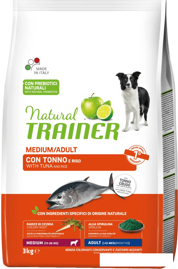 Сухой корм для собак Trainer Natural Adult Medium with Tuna (для взрослых средних пород с тунцом, рисом и