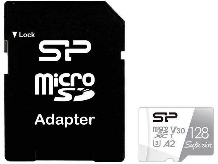 128Gb - Silicon Power MicroSD Class 10 Superior SP128GBSTXDA2V20SP с адаптером SD (Оригинальная!) - фото 1 - id-p226305255