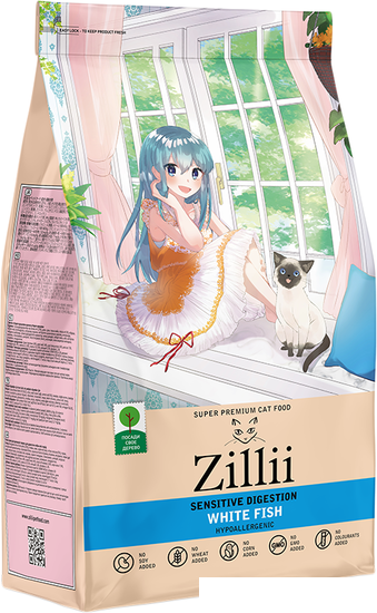 Сухой корм для кошек Zillii Sensitive Digestion белая рыба 2 кг - фото 1 - id-p226805865
