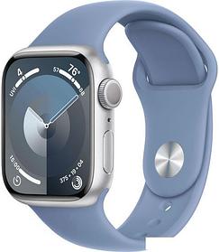 Умные часы Apple Watch Series 9 41 мм (алюминиевый корпус, серебристый/зимний синий, спортивный силиконовый