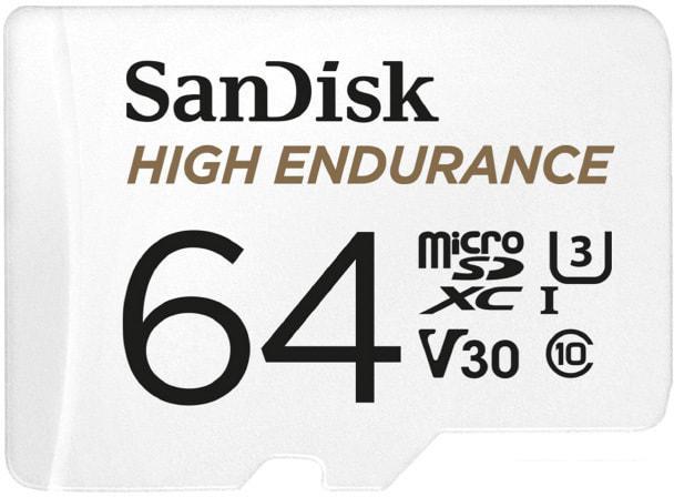 Карта памяти SanDisk High Endurance microSDXC SDSQQNR-064G-GN6IA 64GB (с адаптером) - фото 3 - id-p226762903