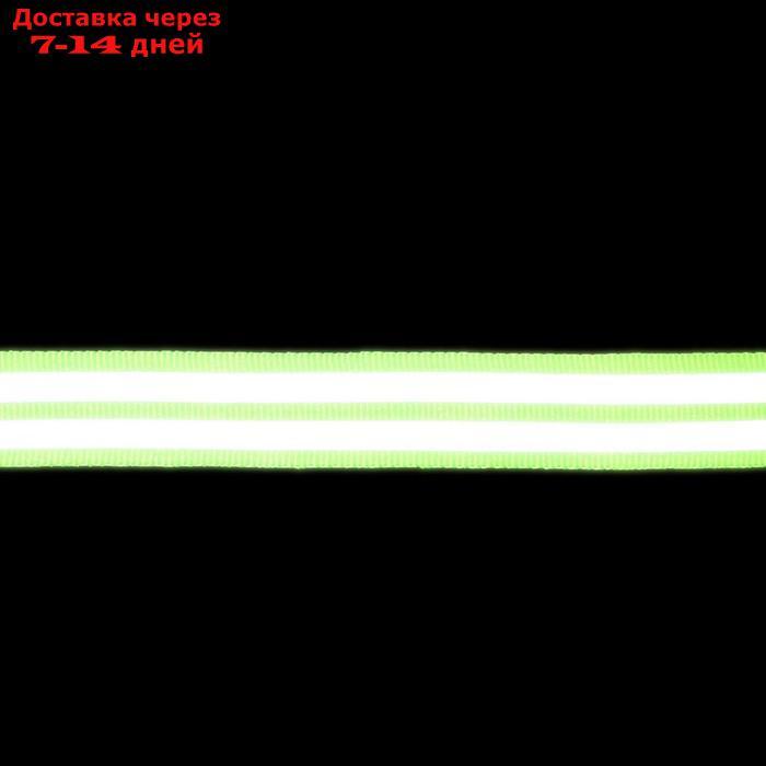 Светоотражающая лента стропа, 20 мм, 5 ± 1 м, 2 полосы, цвет салатовый - фото 4 - id-p226892248