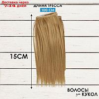 Волосы - тресс для кукол "Прямые" длина волос: 15 см, ширина:100 см, цвет № 24