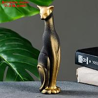 Фигура "Кошка Багира" наклоненная подпал черная/золото 5×5×20см 008