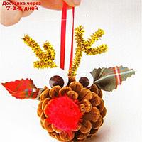Набор для создания подвесной ёлочной игрушки из шишек "Оленята", набор 4 шт.