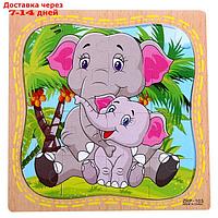 Пазл в рамке "Слонёнок и мама"