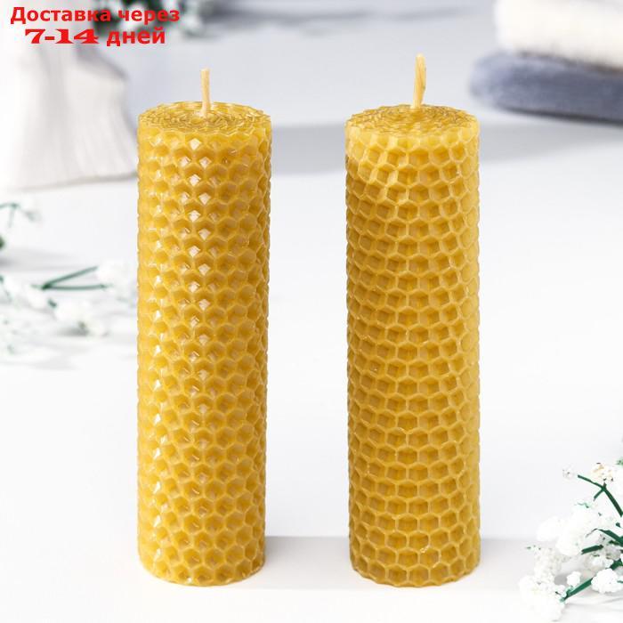 Набор свечей из вощины медовая 13 см, 2 шт - фото 1 - id-p226908322