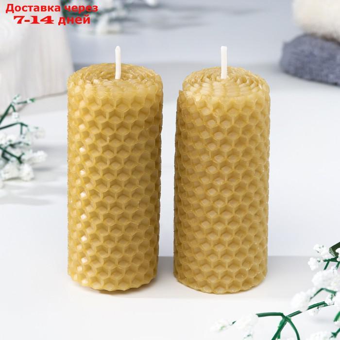 Набор свечей из вощины медовая с добавлением эфирного масла "Мята" 8 см, 2 шт - фото 2 - id-p226908375
