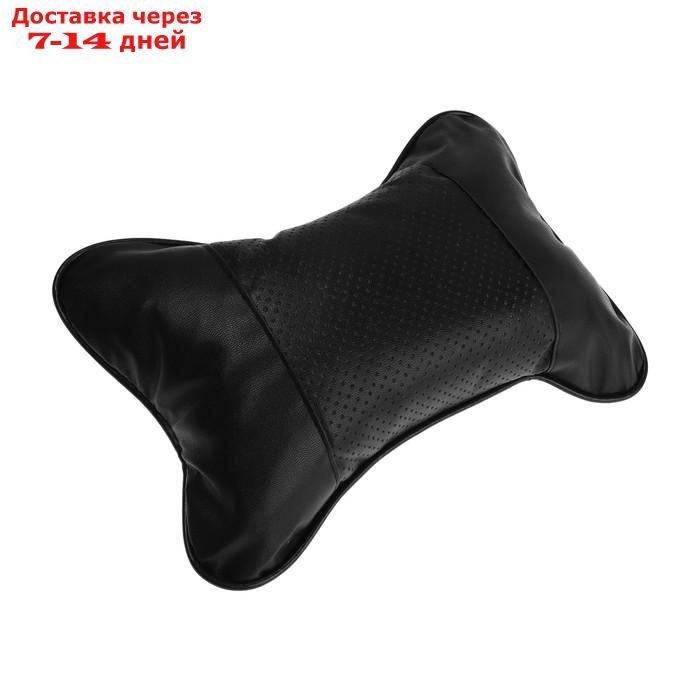 Подушка автомобильная для шеи, экокожа, 18×25 см, черный - фото 2 - id-p226895075