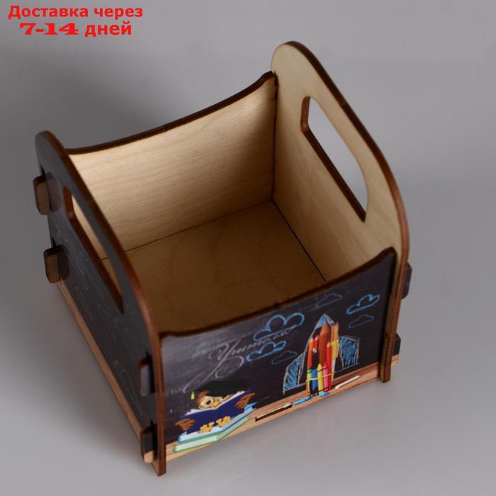 Кашпо деревянное 10.5×10×11 см подарочное Рокси Смит "Учителю. Сова, меловая доска", коробка - фото 4 - id-p226909880