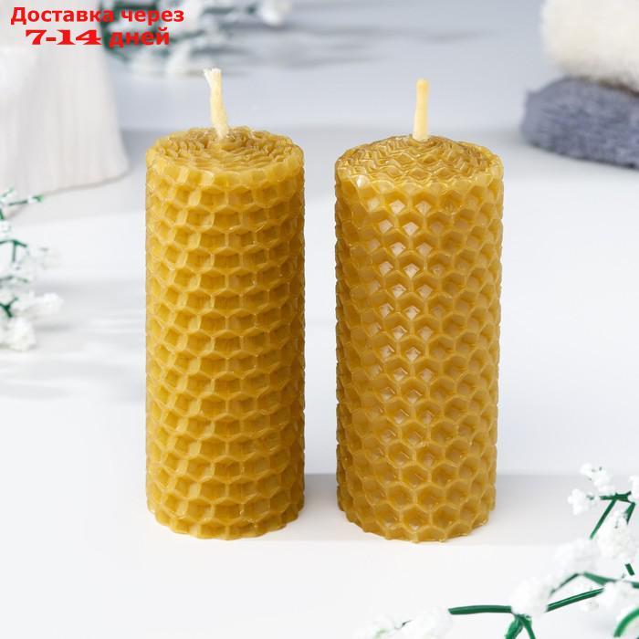 Набор свечей из вощины медовая с добавлением эфирного масла "Лаванда" 8 см, 2 шт - фото 2 - id-p226908393