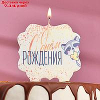 Свеча для торта "С Днём Рождения, енотик с сердечком", 10×10 см